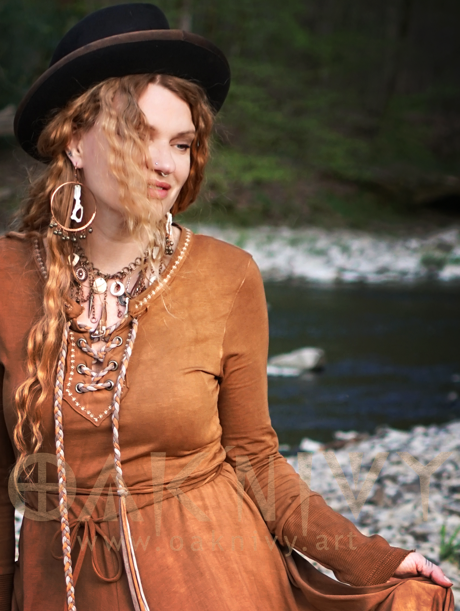 Ella Dress Folklore Print - Dusty Violett / Brown