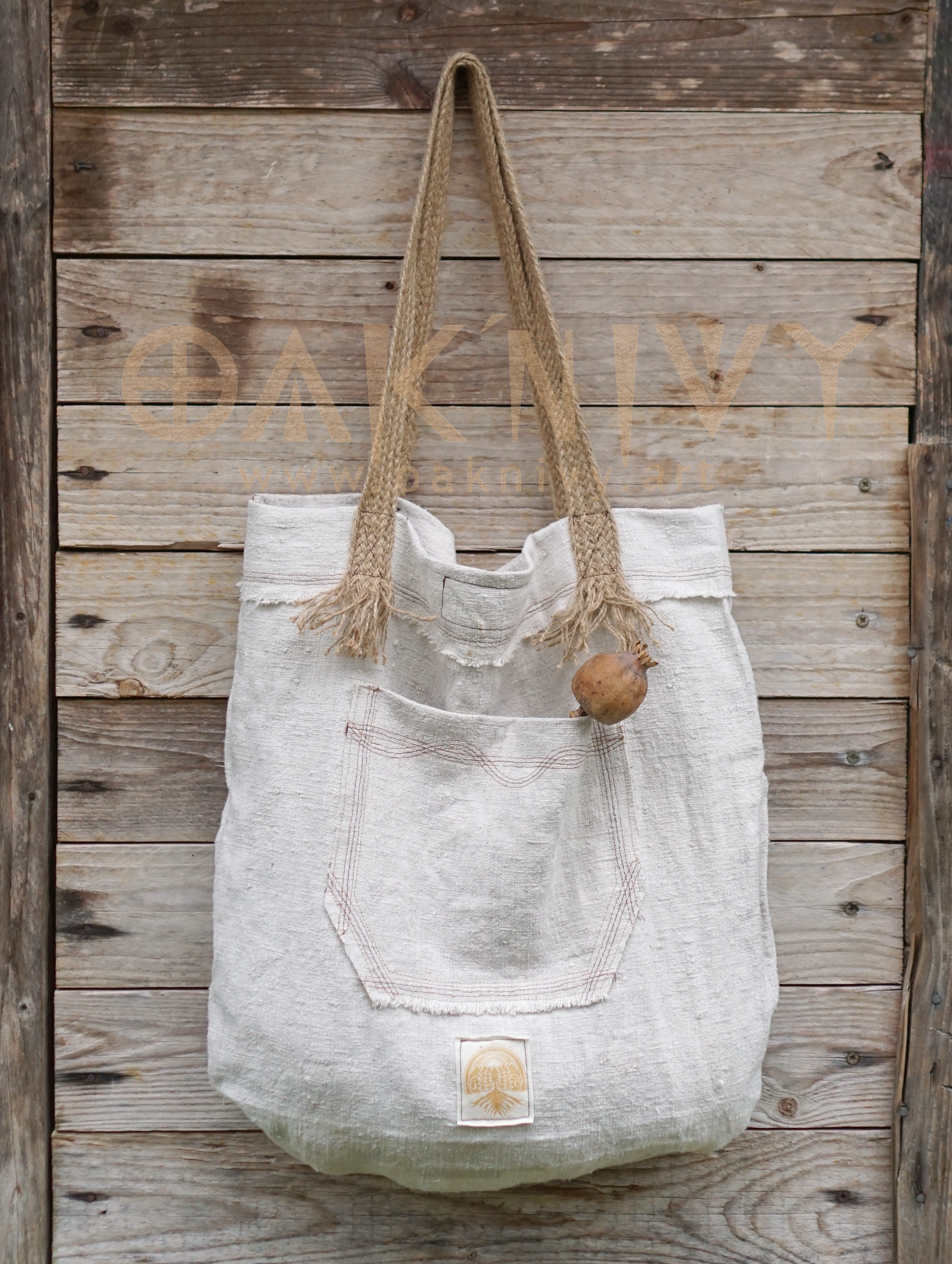 Recycling Raw Linen Bag - golden Sun