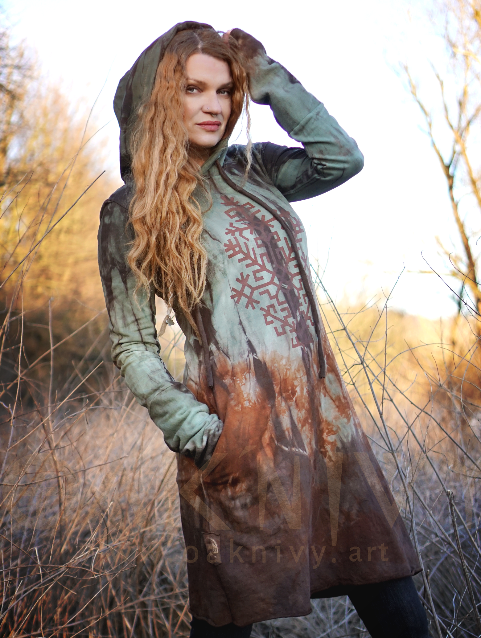 Flora Hoodie Dress - Rusty Jade