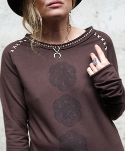 Crew Neck Tunic -  Chocolate