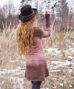 Hemp Long Sleeve Dress  - Rosequarz/ Cacao